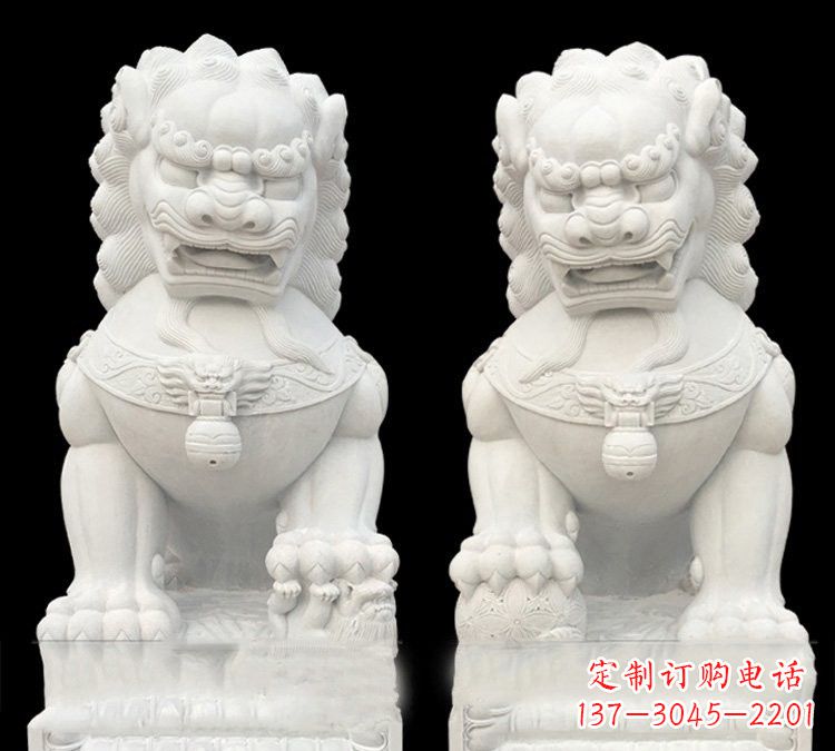 大同汉白玉门口用石雕狮子