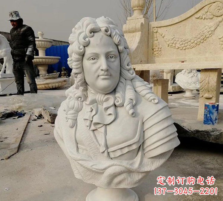 大同汉白玉牛顿头像雕塑,尊享经典