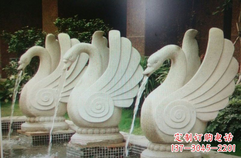 大同天鹅之美,汉白玉喷水天鹅石雕