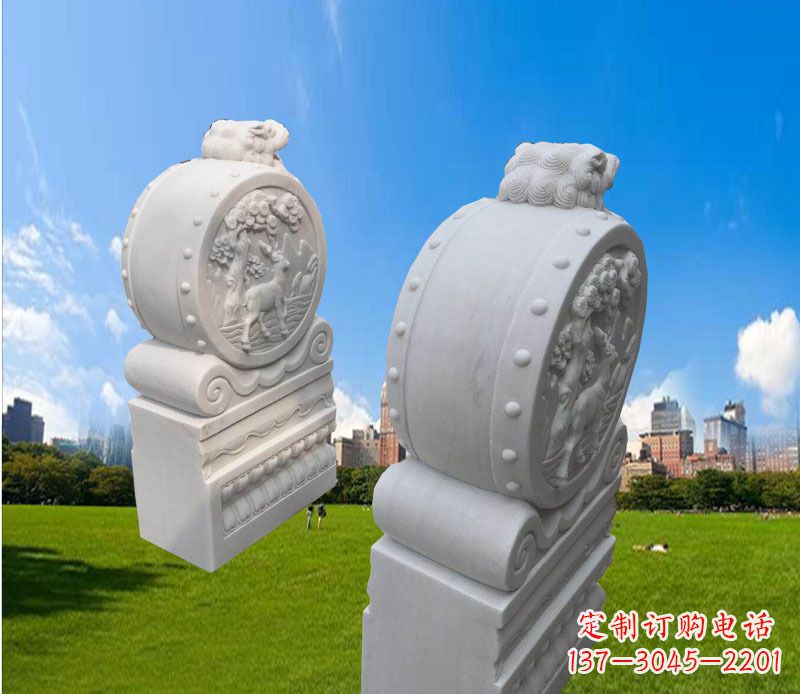 大同精致的汉白玉门墩雕塑