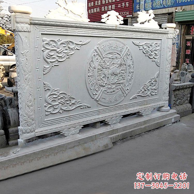 大同汉白玉麒麟石雕影壁墙-庭院别墅院落大门古建萧墙