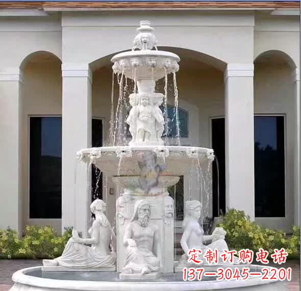 大同汉白玉精美完美的喷泉雕塑