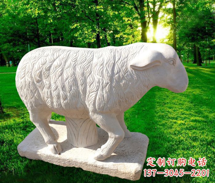 大同中领雕塑的汉白玉山羊石雕是一件雕刻精美的…
