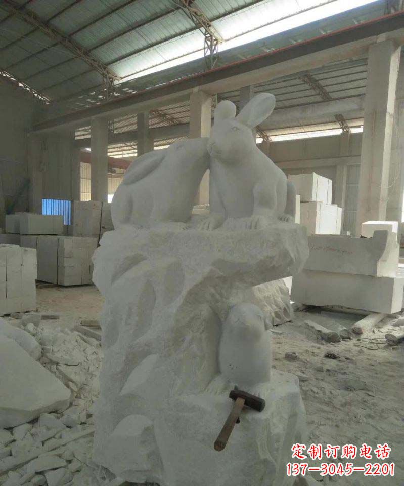 大同精美的中国古典生肖兔雕塑
