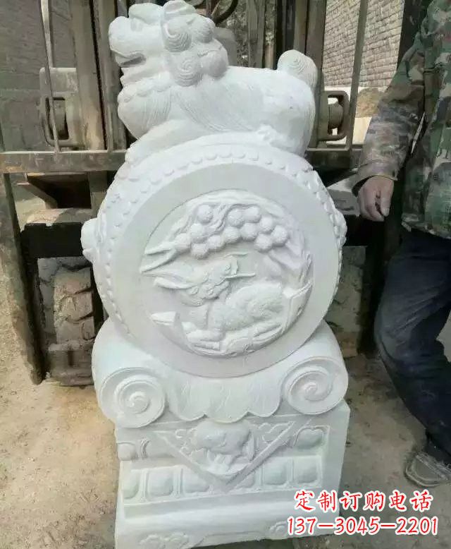 大同汉白玉狮子门墩