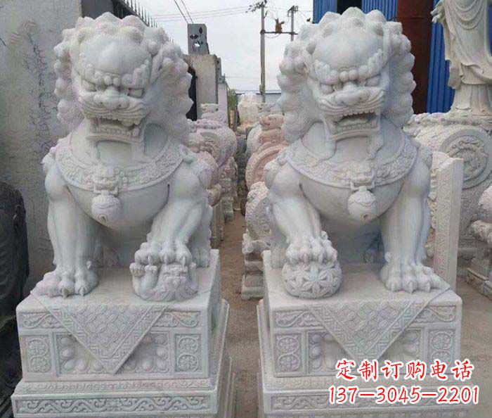 大同汉白玉狮子招财动物石雕