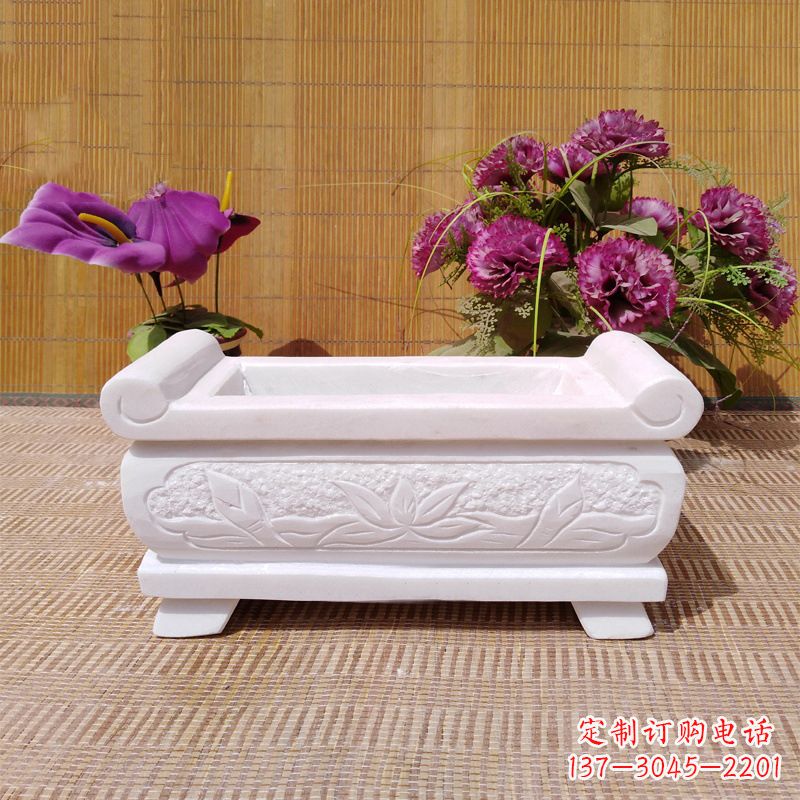 大同汉白玉石特色香炉雕塑