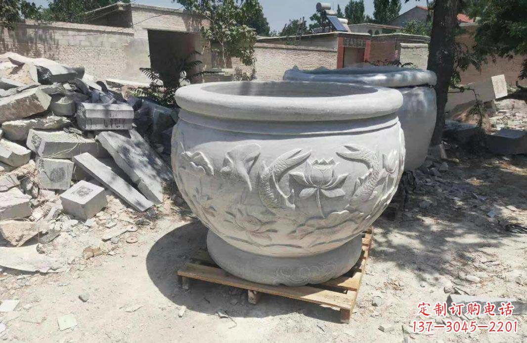 大同汉白玉水缸雕塑