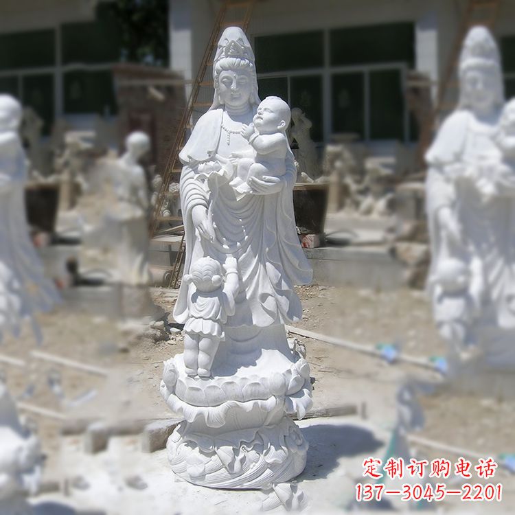 大同手工精美的汉白玉观音像