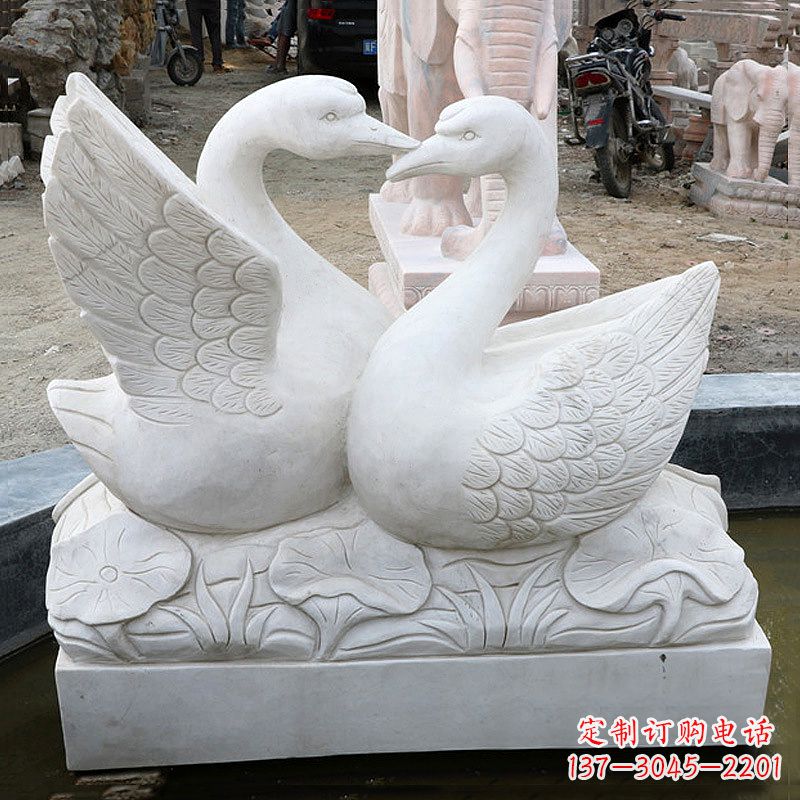 大同精美绝伦的汉白玉天鹅石雕塑