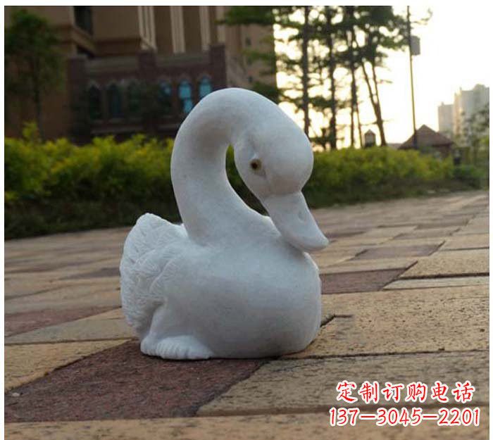 大同汉白玉天鹅石雕塑,精美瑰丽