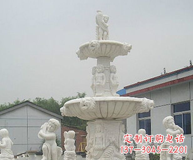 大同汉白玉天使大型喷泉石雕