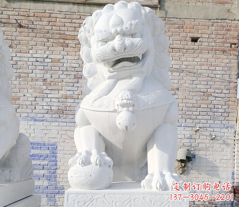 大同汉白玉庭院狮子门墩