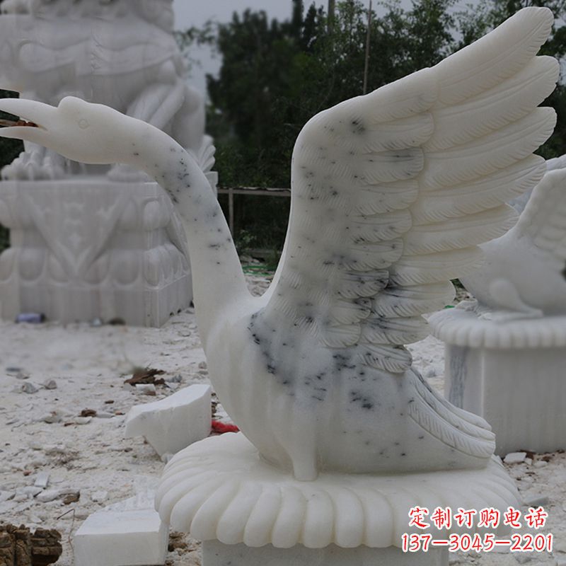 大同汉白玉天鹅石雕,精美绝伦,令人叹为观止
