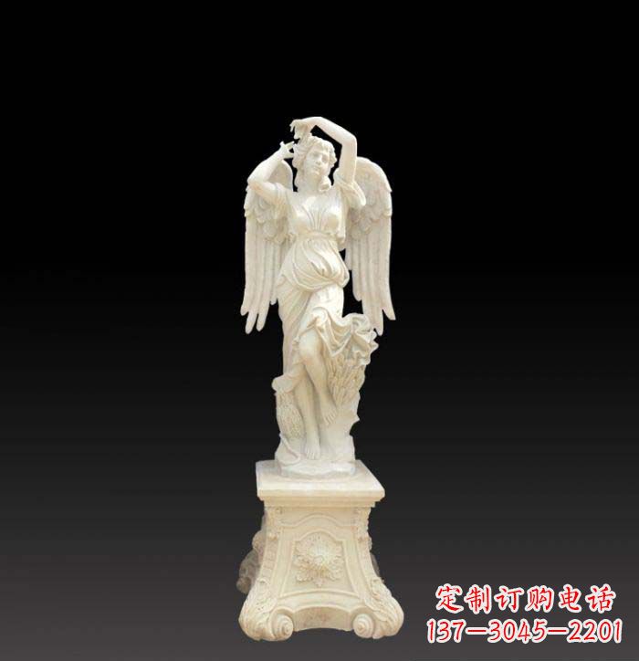 大同汉白玉西方天使人物摆件石雕