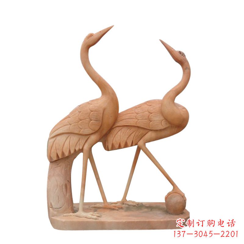大同汉白玉花仙鹤雕塑,是来自中领雕塑的一件精…