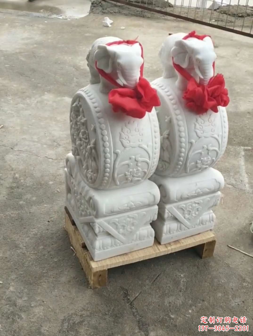 大同汉白玉小门墩石,门口摆放吉祥物