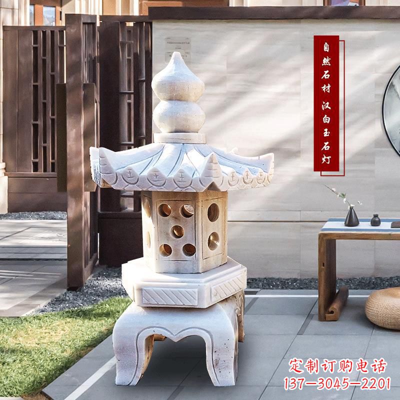 大同汉白玉园林石雕灯笼