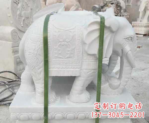 大同汉白玉招财大象石雕 (2)