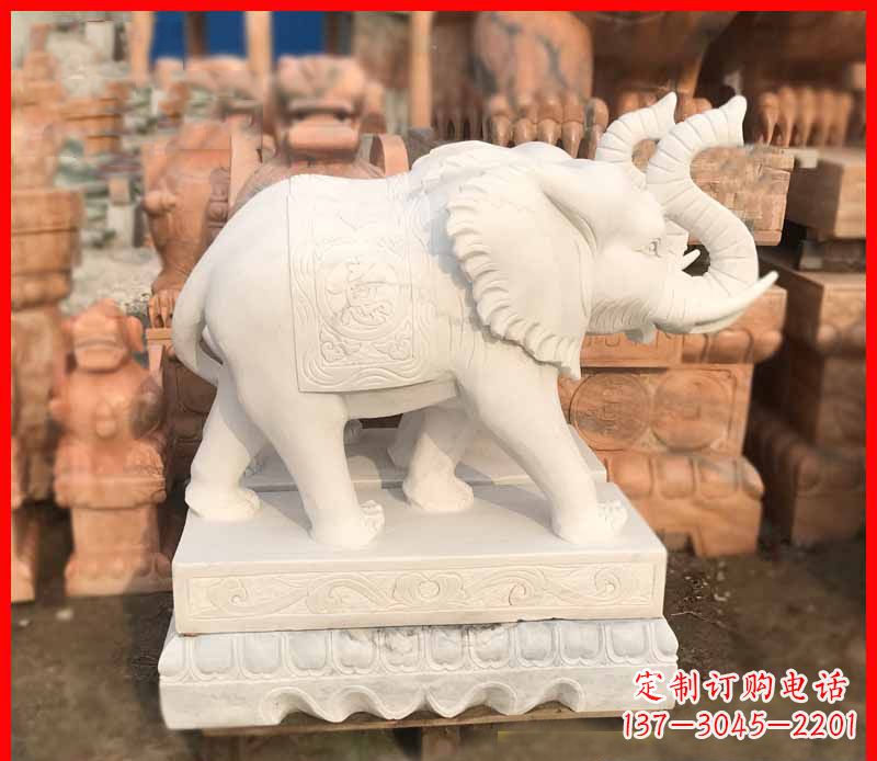 大同汉白玉招财大象石雕 (4)