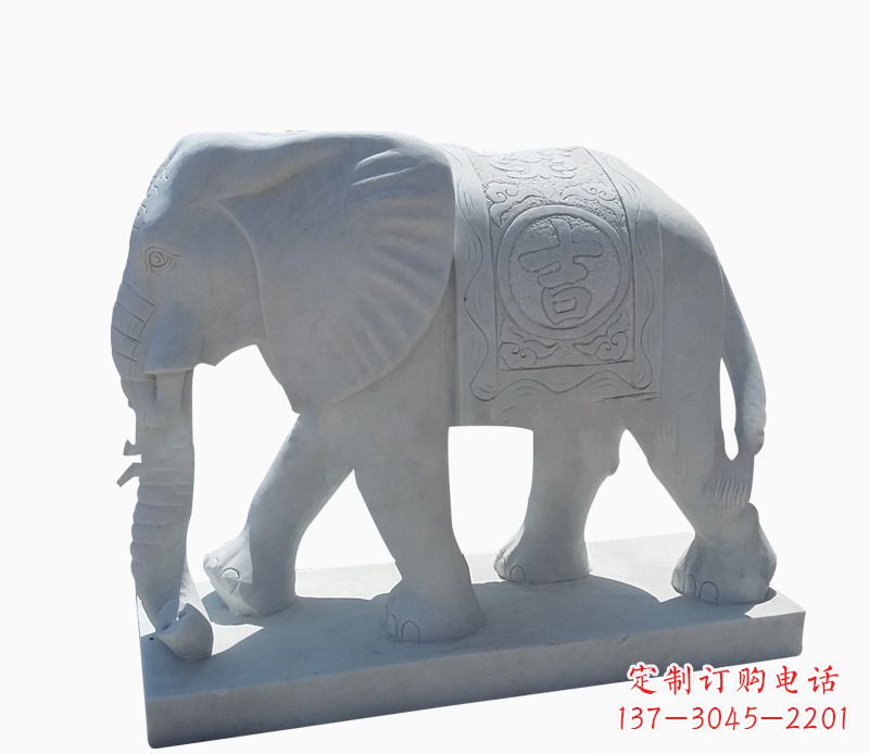 大同桃花开,当铺金,汉白玉大象雕塑,吉祥引财