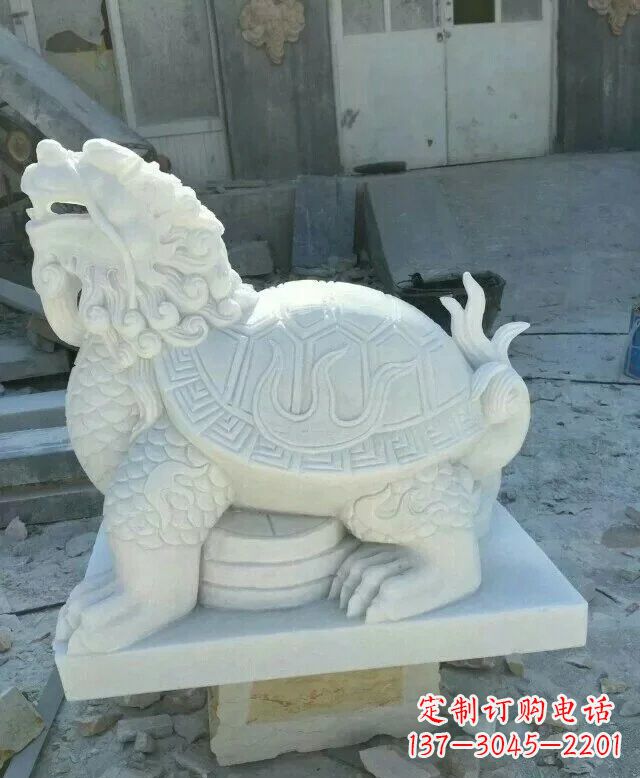 大同汉白玉招财龙龟石雕