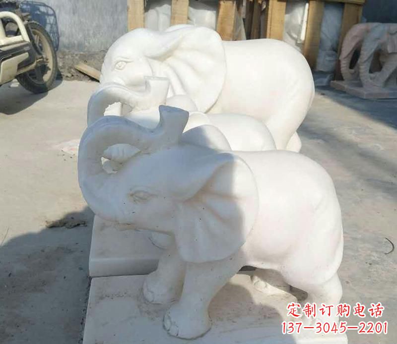 大同高端汉白玉招财小象雕塑