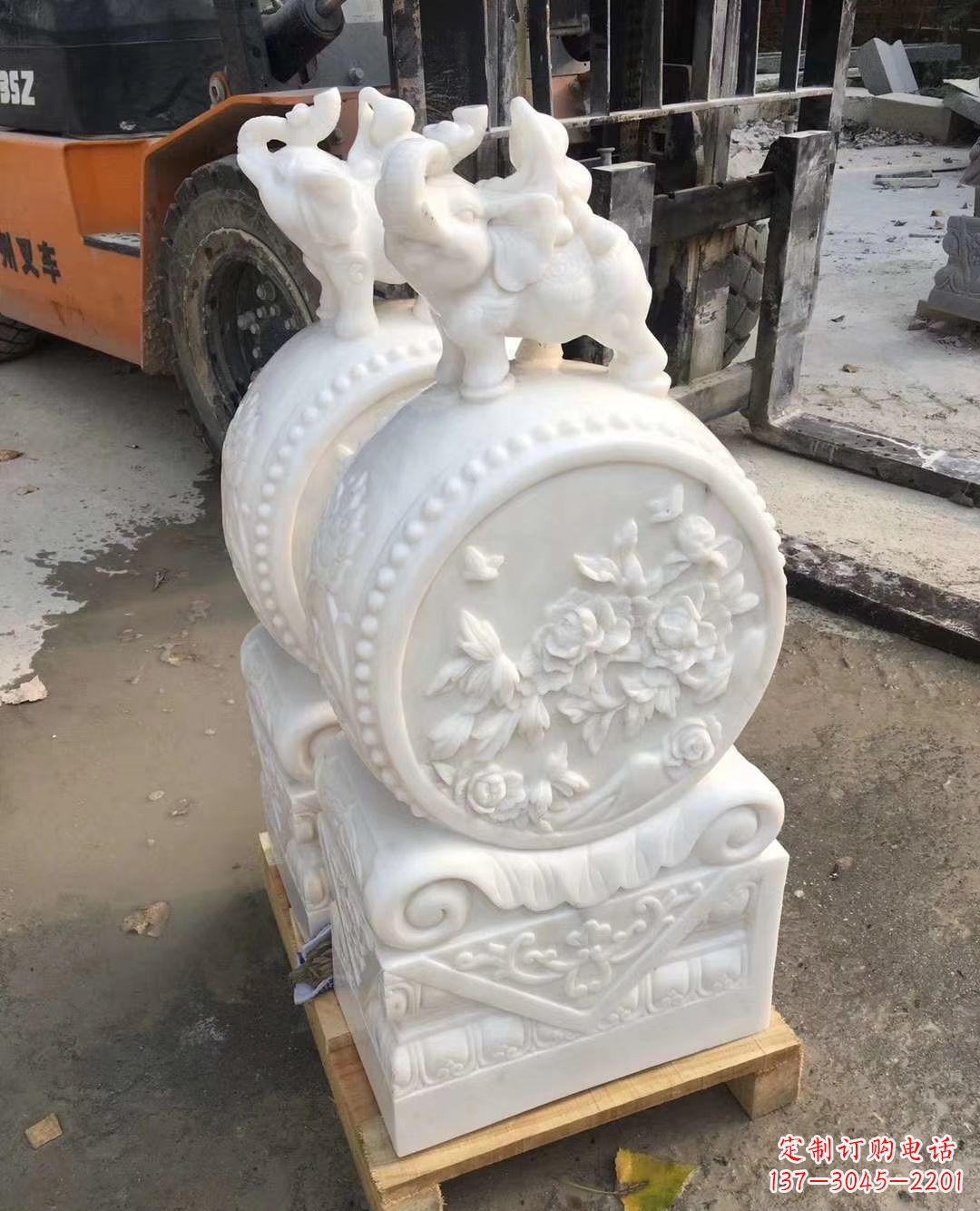 大同精致小象招财石门墩,树立你的百年吉祥