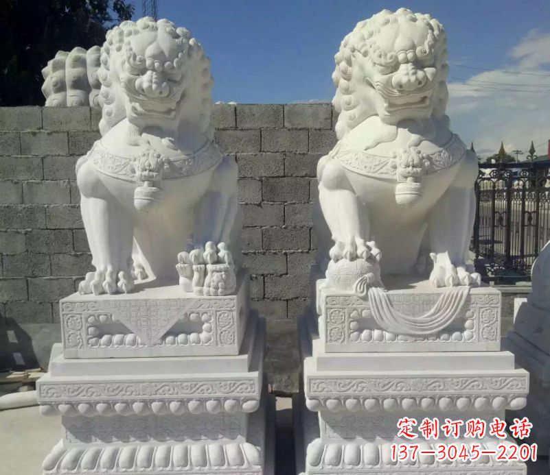 大同汉白玉镇宅狮子石雕,完美贴近生活