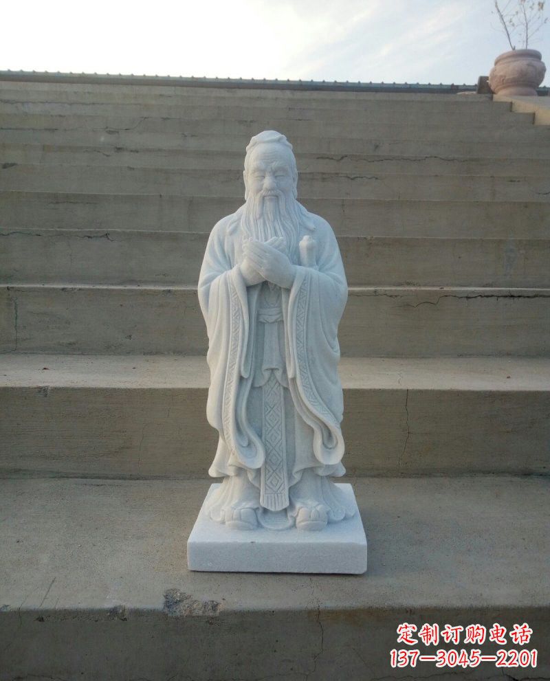 大同汉白玉孔子石雕,雕刻传承千百年文明