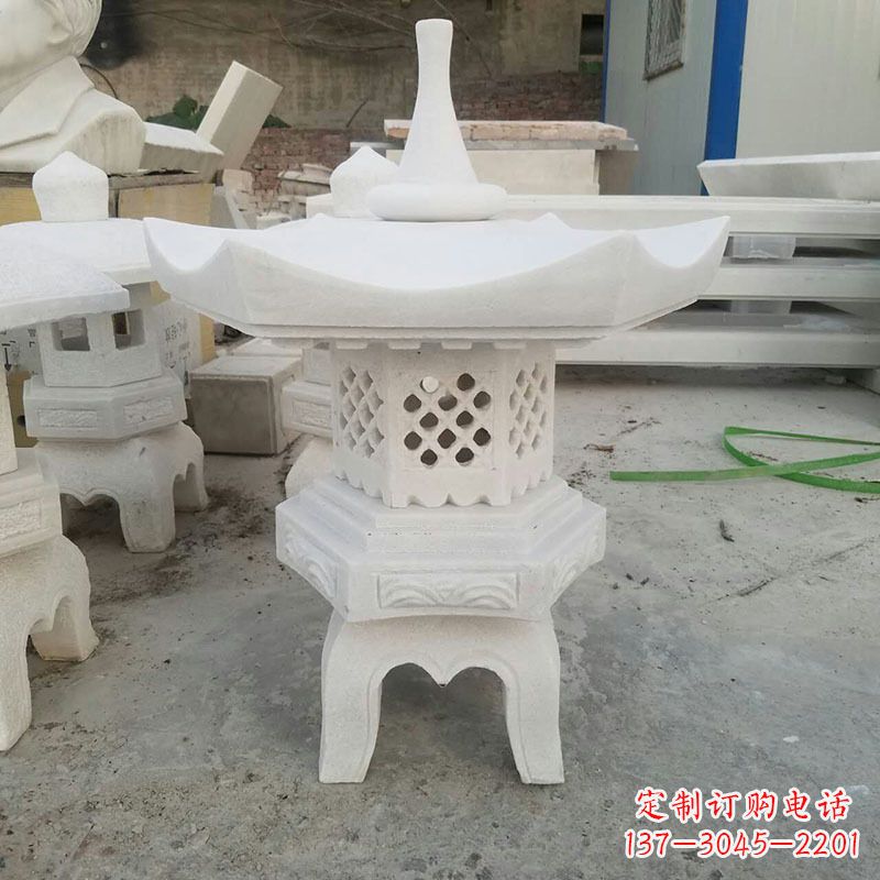 大同汉白玉中式石雕灯笼