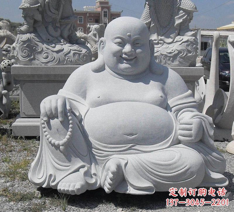 大同精美高雅的汉白玉弥勒佛雕像