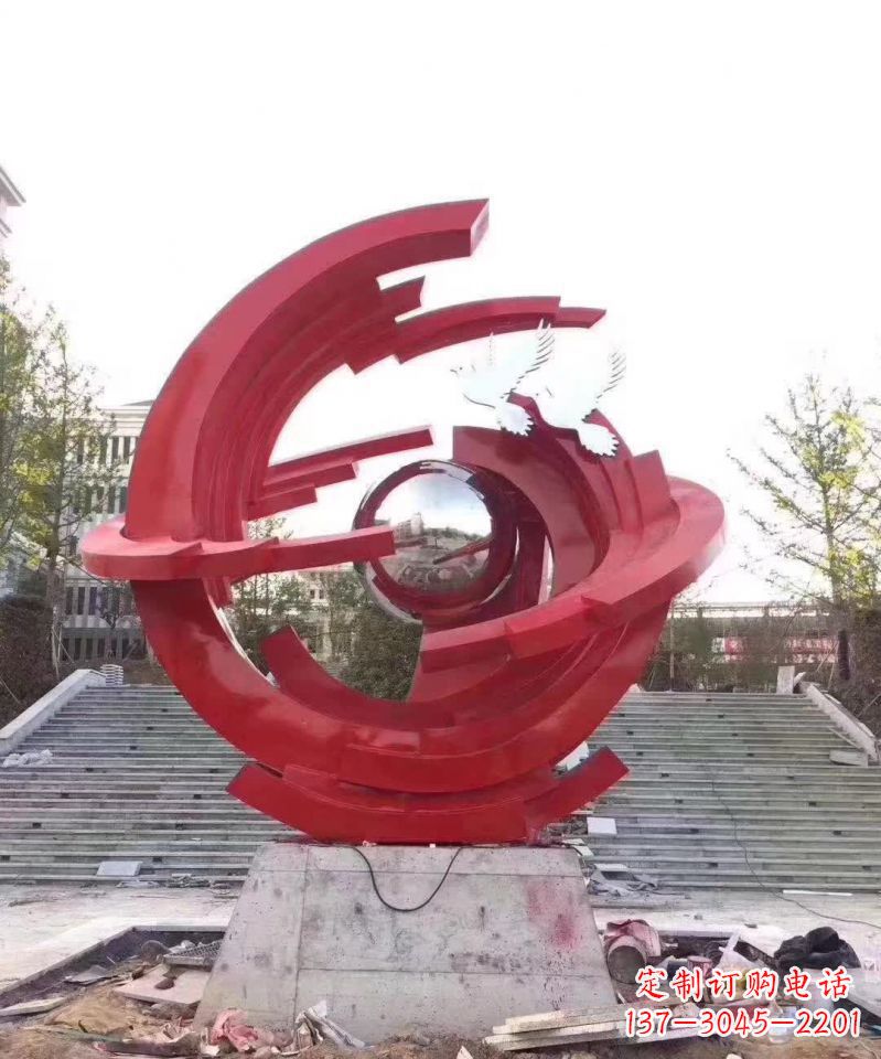 大同体现和平美感的不锈钢和平鸽雕塑