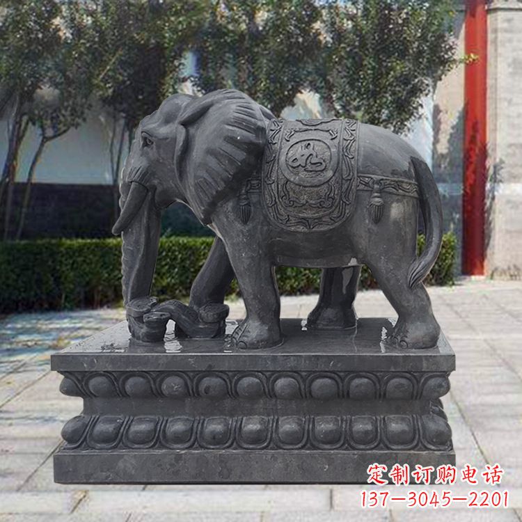 大同黑色石雕大象