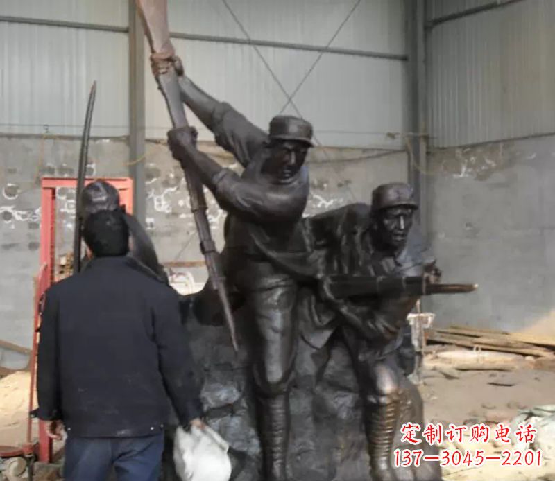 大同红军冲锋广场人物铜雕