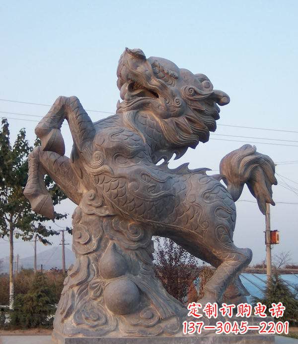大同精美独特的麒麟神兽石雕