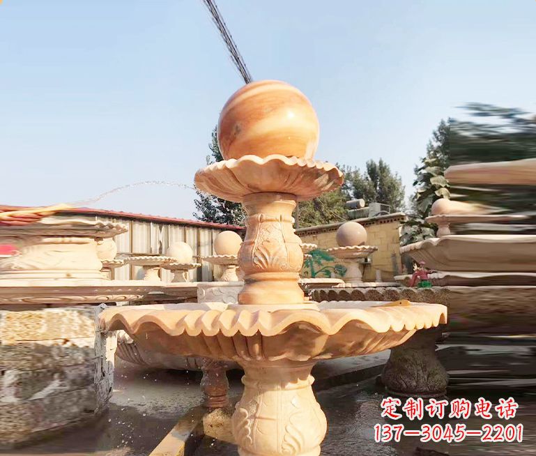 大同湖北石雕风水球喷泉——精品水泵雕塑