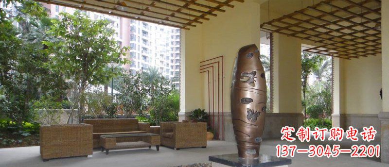 大同中领雕塑定制蝴蝶花瓶酒店景观铜雕