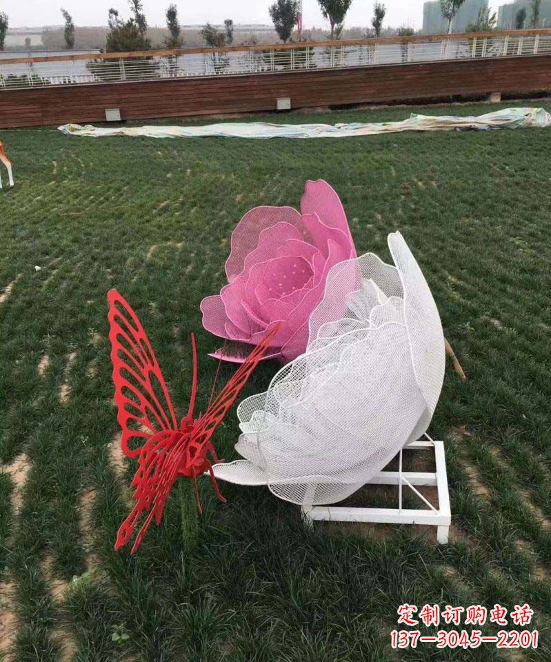 大同户外不锈钢铁艺蝴蝶花朵雕塑