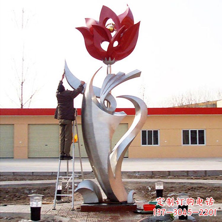大同户外大型不锈钢雕塑玫瑰花