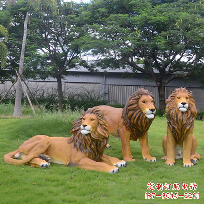 大同把公园里的斗勇气释放出来--领雕金刚户外仿真狮子雕塑