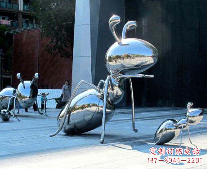 大同户外镜面不锈钢蚂蚁雕塑