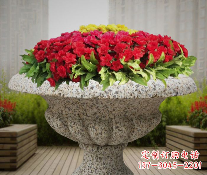 大同中领雕塑精美花岗岩花盆小区石雕