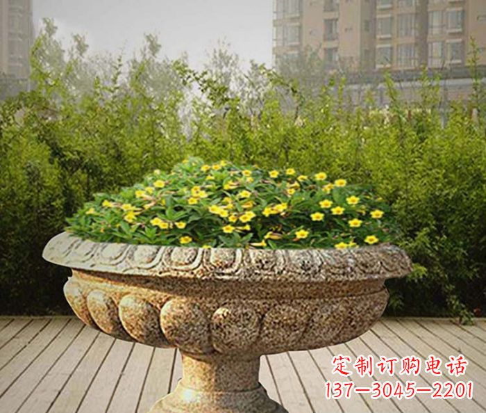 大同花岗岩花盆小区石雕