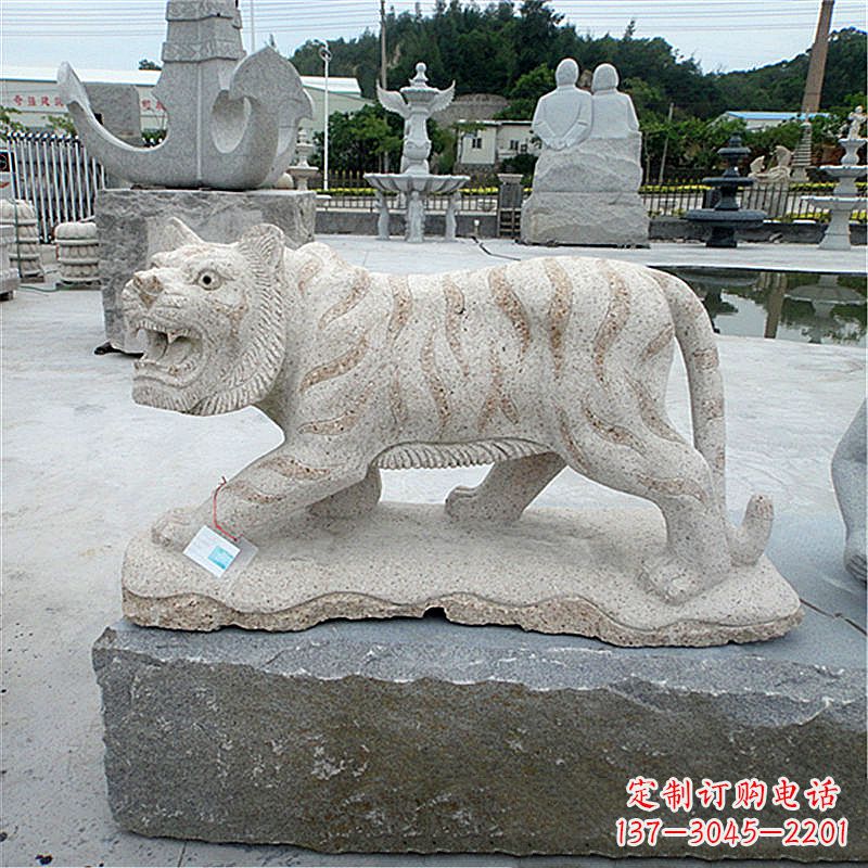 大同花岗岩老虎石雕,精美细节精雕细琢