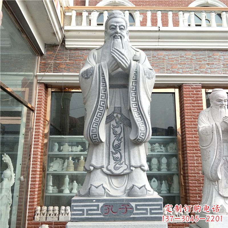 大同花岗岩石雕校园孔子雕像