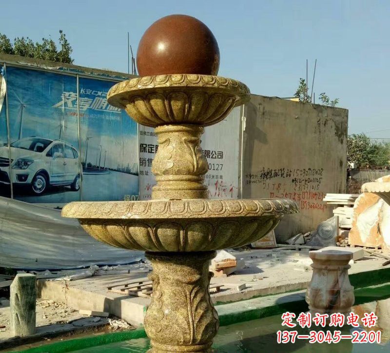大同花岗岩双层风水球雕塑