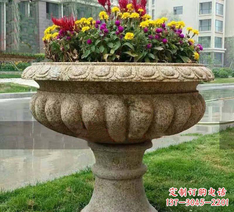 大同花岗岩小区花盆石雕,精美绝伦