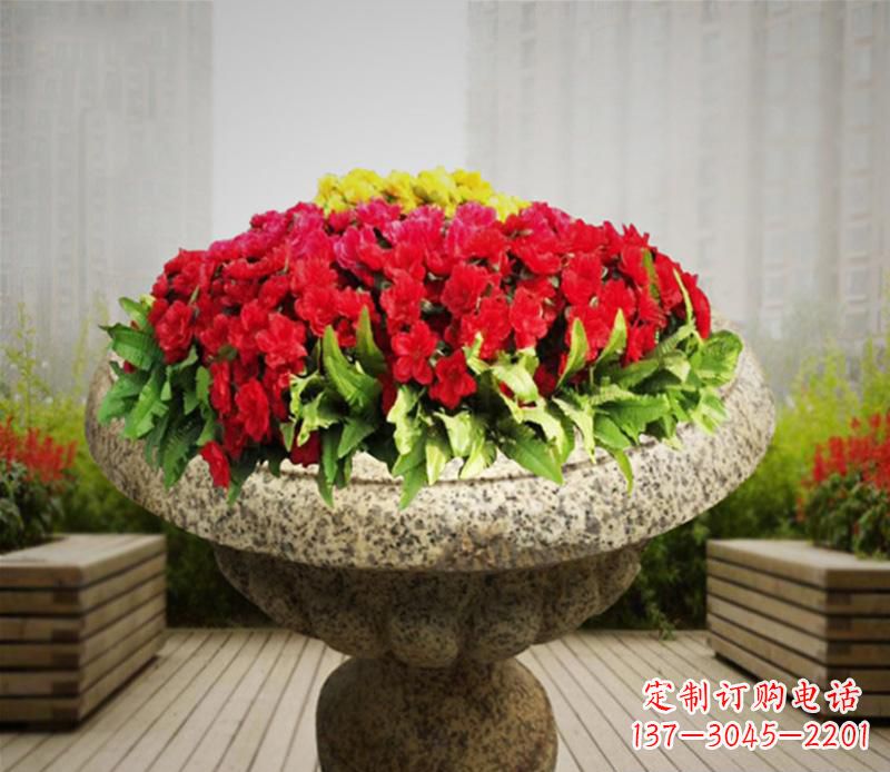 大同花岗岩小区景观花盆雕塑:精美艺术设计