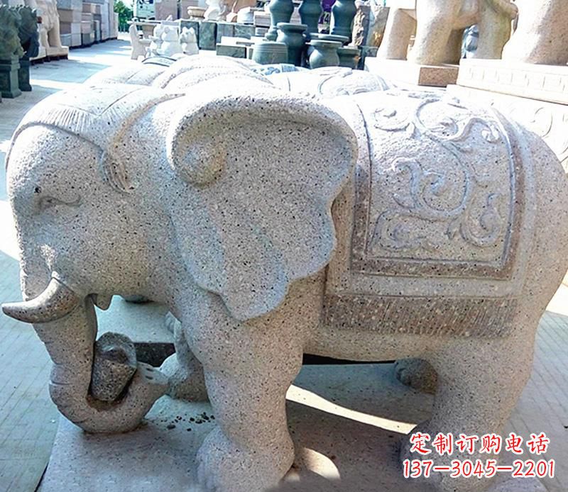 大同花岗岩元宝大象石雕,雕刻古典且充满质感